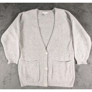 Cardigan‎ S Grey Angora Lambswool Grannycore Ribbed Soft Button Pocket Susann D